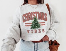 Retro Christmas Vibes Sweatshirt Vintage Holiday Season Style picture