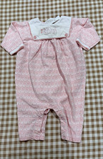 Vintage Carters Girls One-Piece Coverall 3-6M Pink/White Knit Fair Isle picture