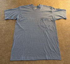Vtg Pocket T-Shirt Blue Single Stitch REEVES BROTHERS KMART USA Adult Medium NEW picture