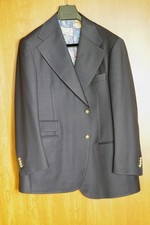 Men's Charcoal Gray Blazer Gold Buttons Custom Tailored Sport Coat Floral Lining picture