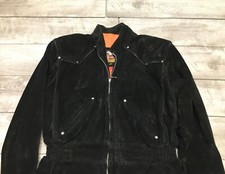 Vintage Harley Davidson Motorcycle Biker Suede Black Jacket Riding Womens Medium picture