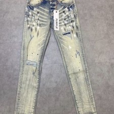 Purple-brand Paint Over Jacquard Monogram Jeans Mens Sz28x32 Blue NWOT picture