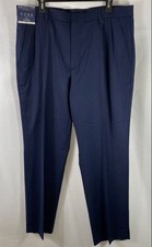 Stafford Men's Navy Pleated Classic Fit Wool Blend Stretch Pants 36x30 NWT picture