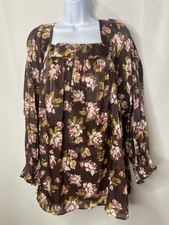 Womens Autumn Shirt Size 3X Thanksgiving Day Dark Floral Fall Cottagecore Church picture