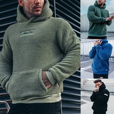 Men's Plush Hoodies Sweatshirt With Big Pocket Fashion Long-sleeved Pullover Hoo picture