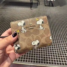 Snoopy Print Wallet by Coach x Peanuts in Signature Canvas Snap Closure (CBN32) picture