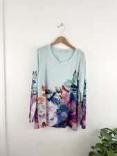 Soft Surroundings M Blue Floral Long Sleeve Soft Blouse Top Women’s Medium  picture