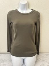 Maurices 24/7 Shirt Womens S Gray Ribbed Long Sleeve Round Neck Tee Pullover B picture