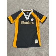 Majestic Pittsburgh Steelers Lace Up V-Neck Jersey Shirt Sz M picture
