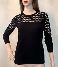 Vintage Timeless UNIQUE Rare Y2K Black Cut-Out Long Sleeve Crewneck Sweater  P picture