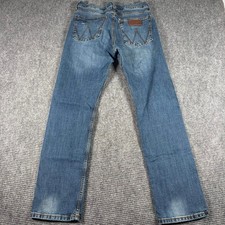 Wrangler Retro Slim Straight Jeans Mens 31x32 Blue Excellent Stretch Denim picture