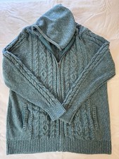 LL Bean Cotton Cable Knit Women's Sweater XL Full Zip with Hoodie picture