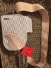 Sprayground Limited Edition Shark Mouth Geometric Small Crossbody Bag Beige Gray picture