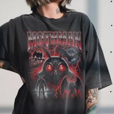Vintage Mothman Shirt, 90s Bootleg Rap Tee, Creepy Cryptid Graphic, Horror Lover picture
