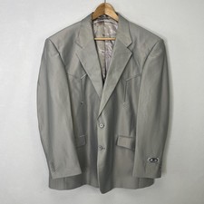 Bronco West Western Blazer Mens 46 Blue Silver Gray Rockabilly Vintage Jacket picture