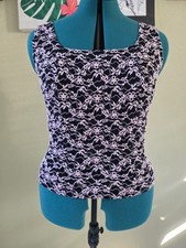 Vintage Y2K Pink Floral Lace Tank Top E.C Designs – Black Structured Corset Cami picture