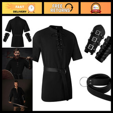 3Pcs Medieval Viking Tunic Costume for Men - Renaissance Dress Up Outfit picture