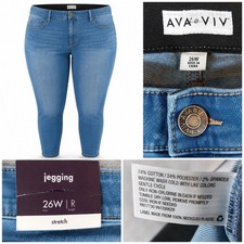 Ava & Viv Jegging Jeans Women 26W Blue Solid Slim Fit Stretch Denim Plus Size picture