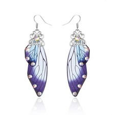 BELLA-Bee Fairy Butterfly Wing Dangle Earrings Gold Wedding Ren Faire Gift picture