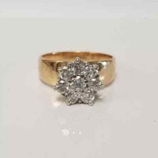 2Ct Lab Created Diamond Cluster Engagement Wedding Ring 14K Yellow Gold Plated picture
