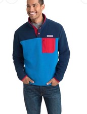 New Size XL Men’s Vineyard Vines Custom Party Snap Placket Fleece Blue & Red picture