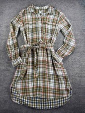 GAP Women's Gauzy Plaid Shirt Dress Belt Cottagecore Cabincore Casual Cozy Fall picture