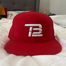 210 Fitted TB12 Red/White Fitted Baseball Cap Hat Size 6 7/8-7 1/4 picture