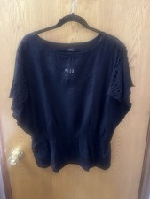 A.N.A A New Approach Black Eyelet Batwing Sleeve Top XL 12 14 picture