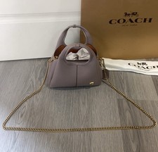 COACH CCY32 Lana Shoulder Bag 19 Purple Detachable chain strap Pebble Leather picture