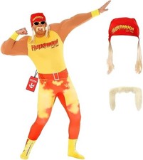 Men`s Official WWE Hulk Hogan Costume Tash Adult Wrestling Legend Wrestler Suit picture