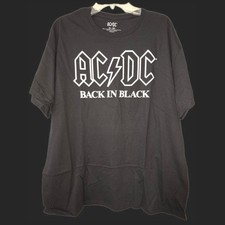 ACDC Back In Black Logo Graphic T-shirt Men Black Short Sleeve Music Size XL picture