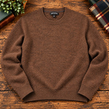 Banana Republic Mens L Brown 100% Merino Wool Crewneck Sweater Quiet Luxury picture