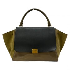 CELINE Trapeze Medium Beige Dark Navy Khaki Leather Suede Handbag picture