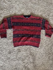 Vintage American Portrait Sweater Mens XL Red Geometric Knit Crewneck USA Made picture