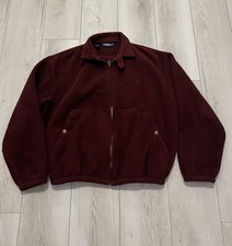 Rare Vintage Polo Ralph Lauren Maroon Full Zip Fleece Harrington Jacket Sz M picture