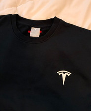 OFFICIAL Black Tesla Unisex Mens Crewneck Sweatshirt Embroidered Logo Size L picture