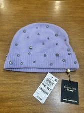 Charter Club Beanie Hat Womens One Size Purple Cashmere Rhinestone Luxury picture