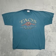 VTG Taos New Mexico Shirt Mens XL Teal Kokopelli Made In USA Southwestern Aztec picture