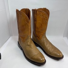 Men's Lucchese 1883 Smooth Ostrich Leather Cowboy Boots M1651 Size 10 D Tan picture