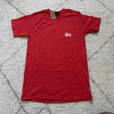 Stussy Basic Logo Tee Red White T-Shirt Size S Small New With Tags picture