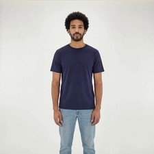 NWT Men's Bamboo Organic Cotton T-Shirt Crew Neck Moisture Wicking Tee Navy picture