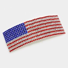NEW AMERICAN USA FLAG RHINESTONE BARRETT HAIR CLIP PATRIOTIC BLING SHINE SPARKLE picture