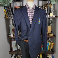 Stafford Stretch Comfort Mens Sport Coat Navy Pinstripe Wool Poly Blend Size 48L picture