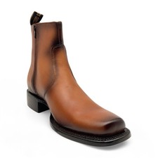 The Western Shops Men’s Leather Ankle Western Boot Side Zipper Square Toe picture