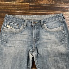 VTG Y2K Diesel Reggins Jeans Womens 30x29 Blue Flare Low Rise Made In Italy picture