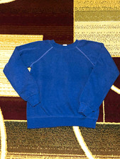True Vintage 70s 50/50 Blend Sportswear Blue Raglan Sleeve Crewneck picture