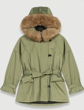 Maje Hooded Parka Olive Green size S US women picture