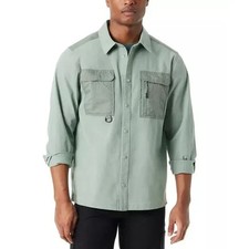 BASS OUTDOOR Lily Pad Green Shirt Jacket Cotton Relaxed Fit Workers Stretch L picture