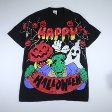 Freeze Happy Halloween T-Shirt Mens Large Black Good Vintage 90s Single Stitch picture