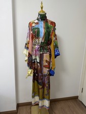 ALEMAIS silk hand-painted oil painting slit print dress 2026holiday casual women picture